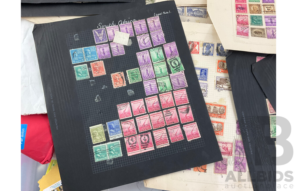 Collection of International Cancelled Stamp Albums and Loose Stamps Including Predecimal Australian and New Zealand, USA, ETA and Embassy Stamp Albums, Envelopes Addressed to Foreign Service of the USA and More