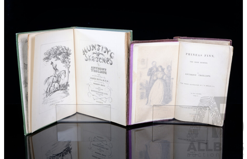 Hunting Sketches, Anthony Trollope, Hutchinson, 1934, Cloth Bound Hardcover Along with Phineas Finn the Irish Member, Virtue & Co, 1869, Hardcover