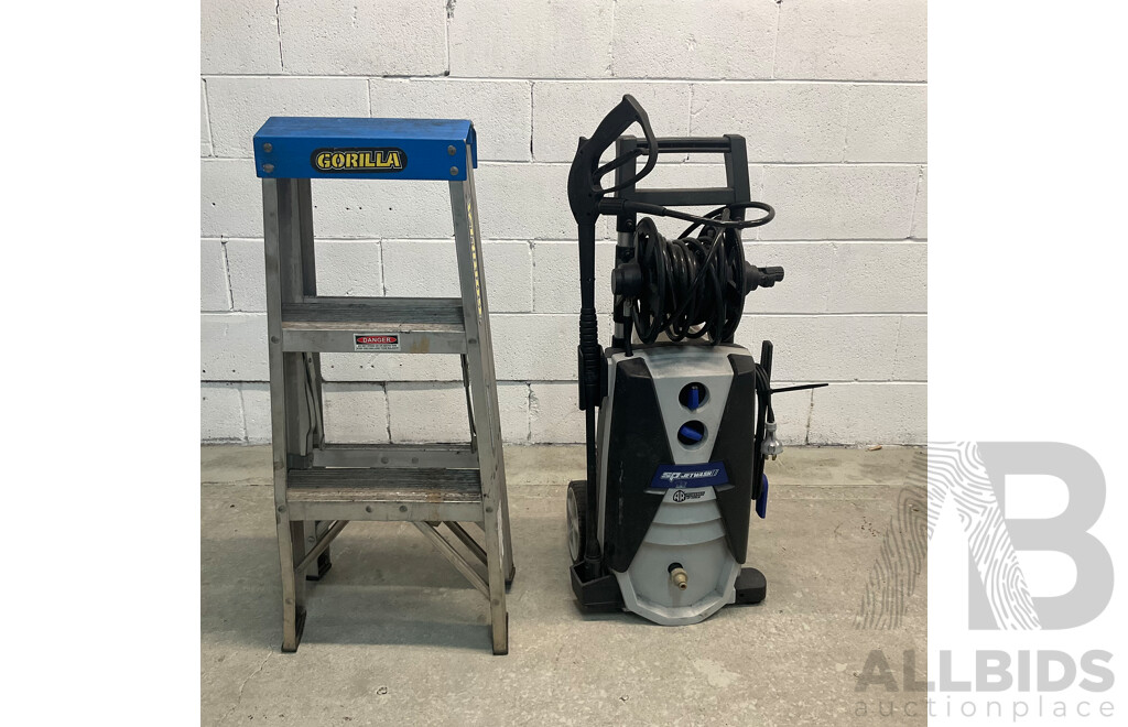 Jetwash Electric Pressure Washer SP150RLW and Gorilla Step Ladder