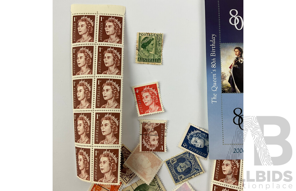 Collection of Australian QE2/Queen Mother Mint and Cancelled Stamps Including Predecimal