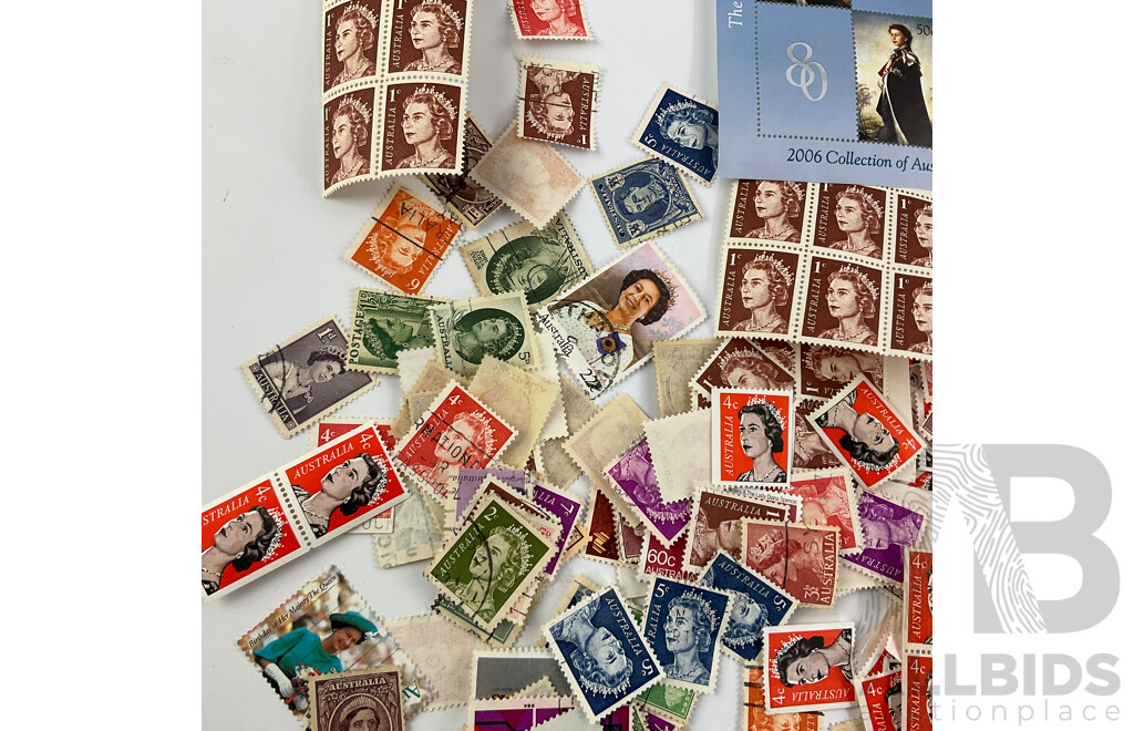 Collection of Australian QE2/Queen Mother Mint and Cancelled Stamps Including Predecimal