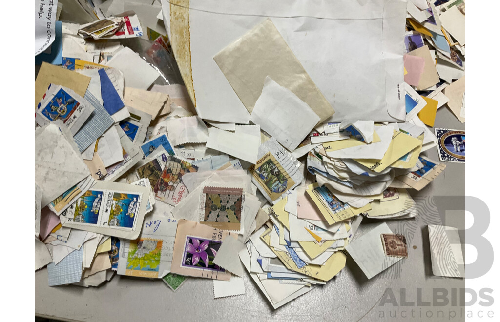 Large Quantity of Cancelled Australian Decimal Stamps, Approximately 3.3 Kilograms