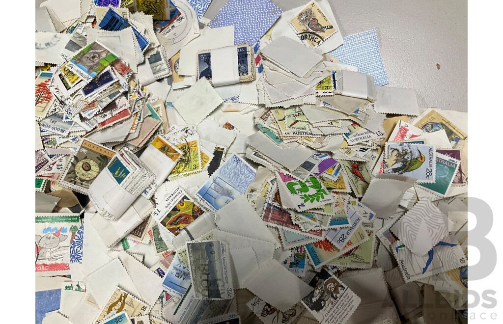 Bulk Lot of Mostly Australian Cancelled Stamps, Examples Spanning 1930's to 1980's - Approximately 1.85 Kilograms