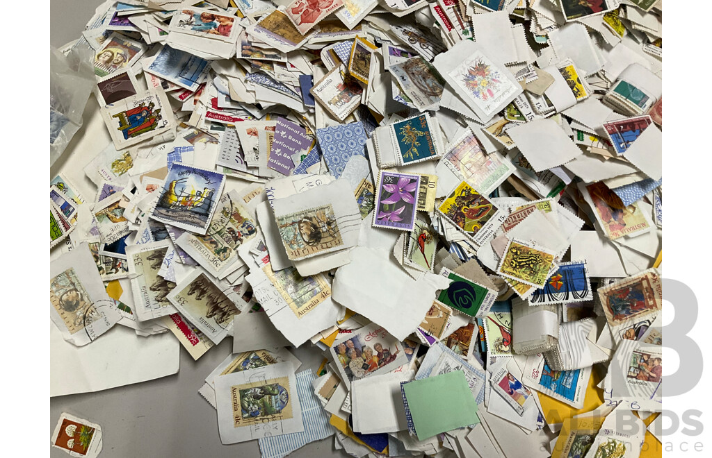 Bulk Lot of Mostly Australian Cancelled Stamps, Examples Spanning 1930's to 1980's - Approximately 1.85 Kilograms