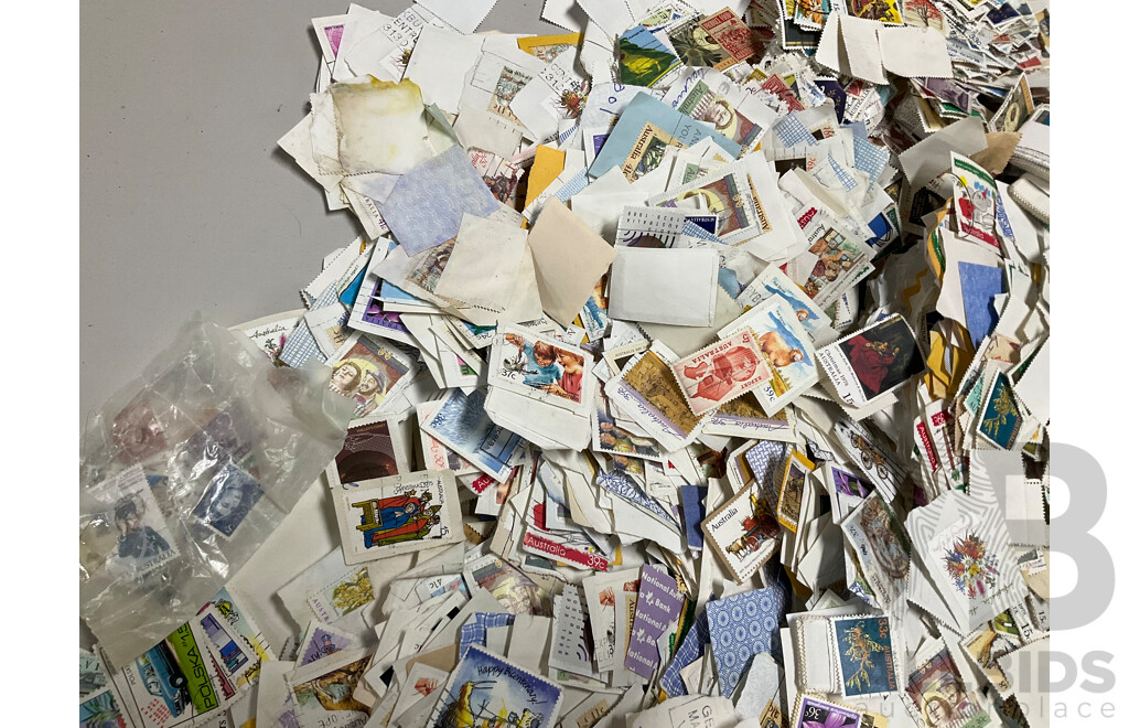 Bulk Lot of Mostly Australian Cancelled Stamps, Examples Spanning 1930's to 1980's - Approximately 1.85 Kilograms