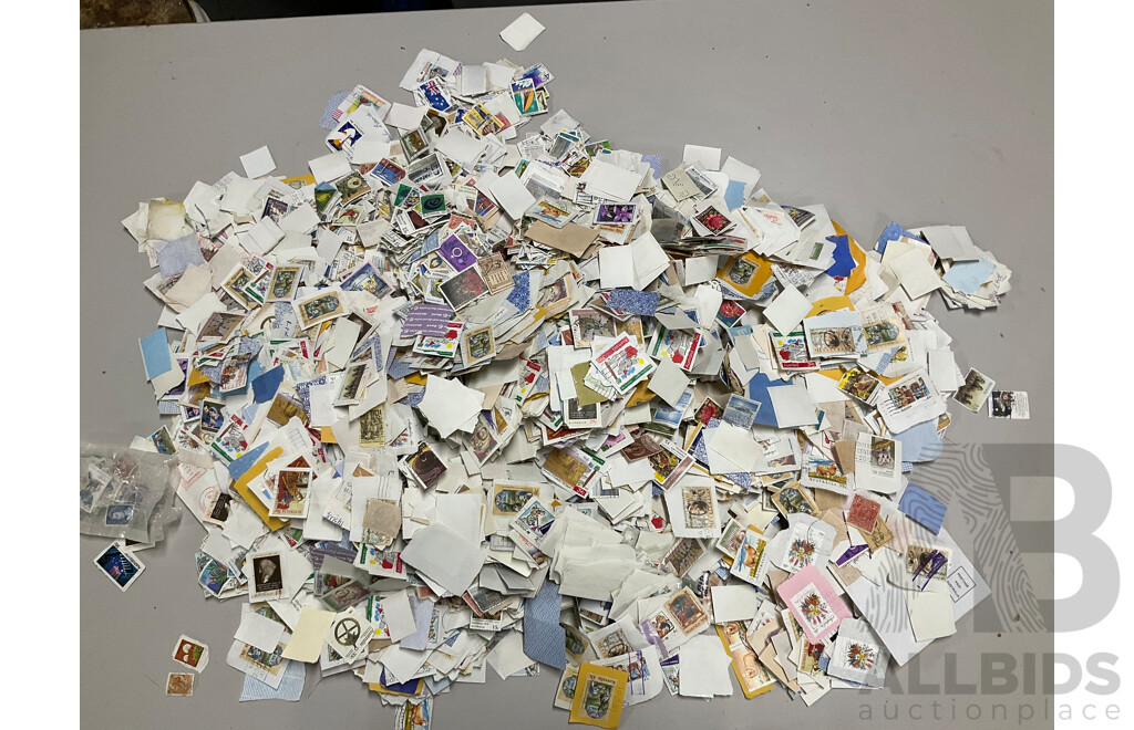 Bulk Lot of Mostly Australian Cancelled Stamps, Examples Spanning 1930's to 1980's - Approximately 1.85 Kilograms