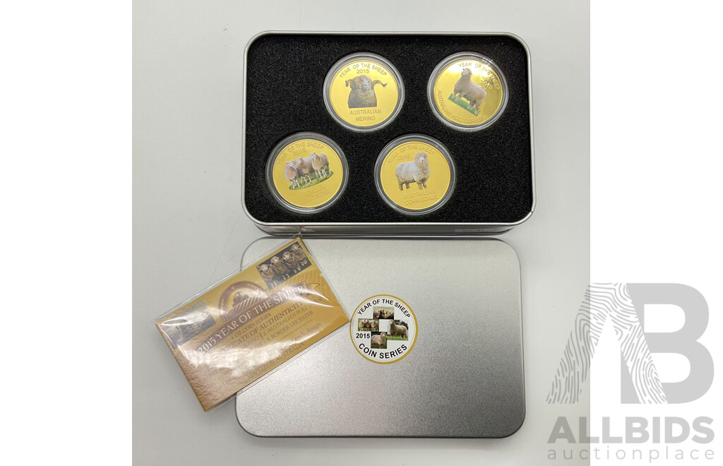 Australian SSB Mint 2015 Year of the Sheep Coin Set Finised in 24K Gold