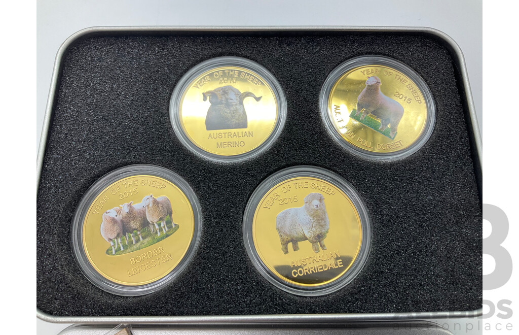 Australian SSB Mint 2015 Year of the Sheep Coin Set Finised in 24K Gold