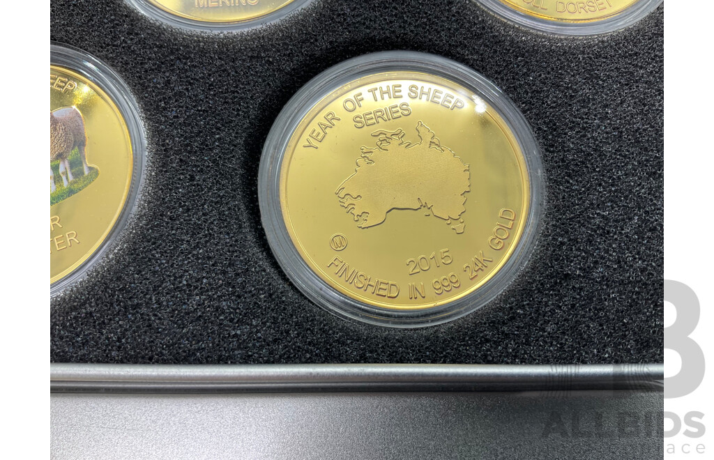 Australian SSB Mint 2015 Year of the Sheep Coin Set Finised in 24K Gold