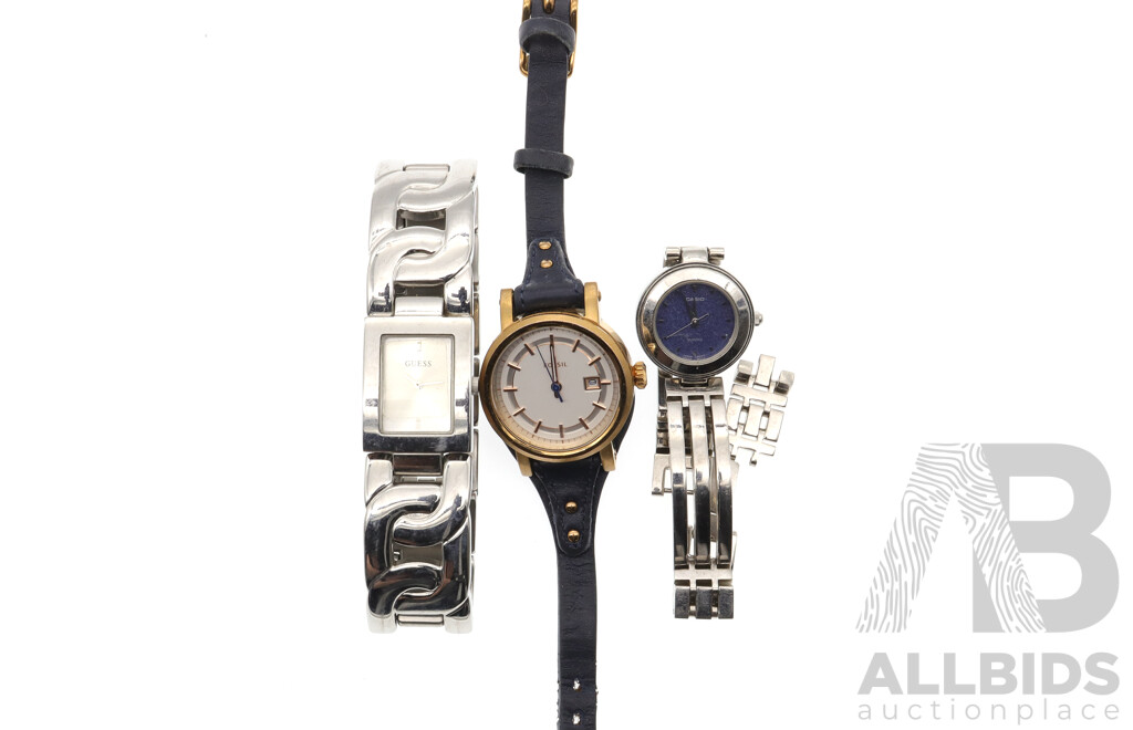 Collection of (3) Ladies Watches From Fossil, Guess and Casio