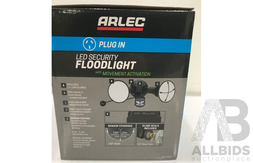 Arlec 30W DIY Security Flood Light with Movement Activation