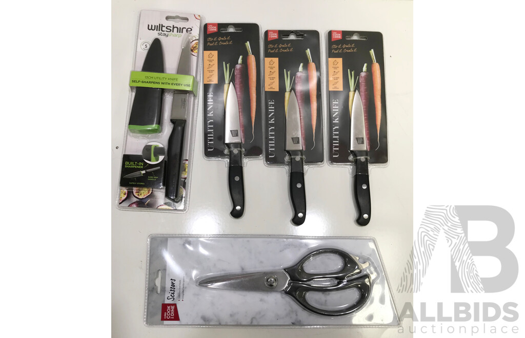 Assorted Kitchen Knives and Scissors - Lot of 5