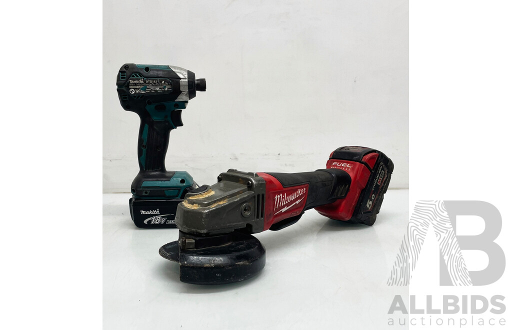 Makita 1/4 Impact Driver and Milwaukee Grinder