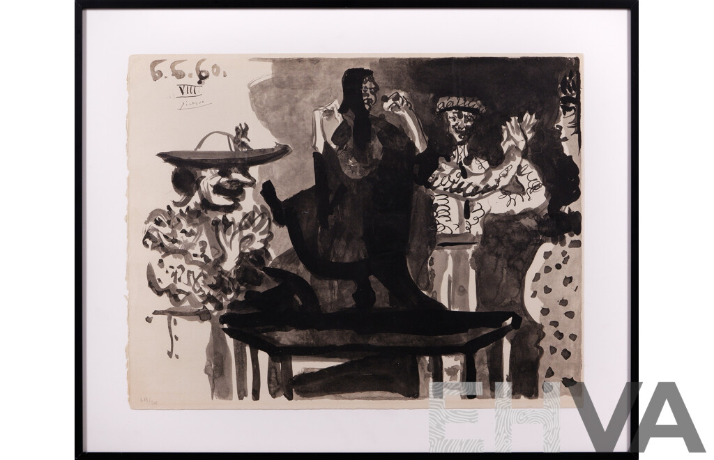 Pablo Picasso, (Spanish, 1881-1973), After Picasso's Flamengo Dancer on Table and Picador, (1960), Handmade Pochoir in Watercolour, 41 x 54 cm (image)