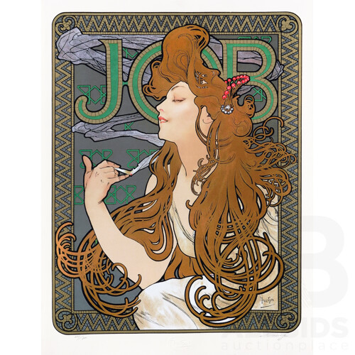 Alphonse Mucha, (Czechoslovakia,1860-1939), Job Cigarette Advertisement 1896, Reproduction Colour Lithograph of Original, From Mucha Foundation, 60 X 45.5 Cm