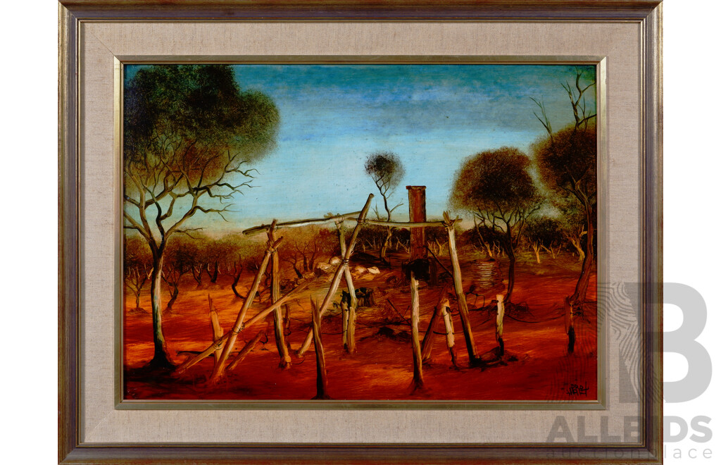 Pro Hart, (20th Century, Australian, 1928-2006), Untitled (Brown Slip), Oil on Board, Signed, 68 x 88 cm (frame)