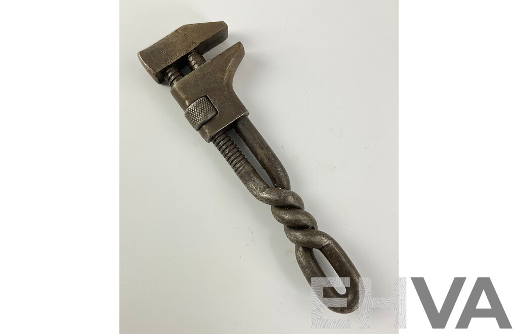 Antique W&B ACME Adjustable Wrench with Twist Handle, Made in USA