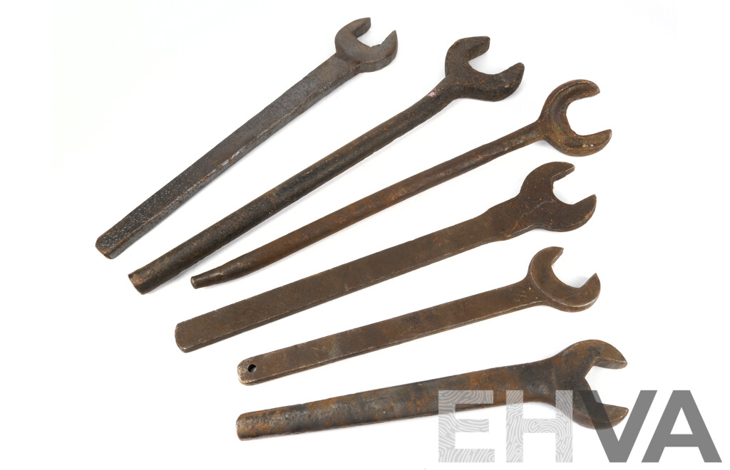 Collection of Large Vintage Forged and Plate Steel Open End Spanners - Whitworth/Imperial