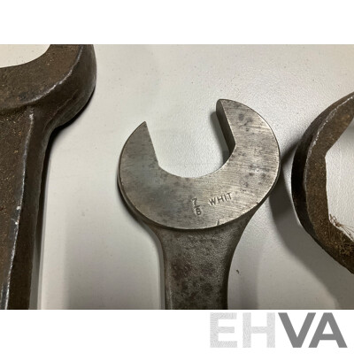 Collection of Large Imperial/Whitworth Spanners Including Newell Sanders Plow Co, Chattanooga Plow Co, Sheldon Axle Co