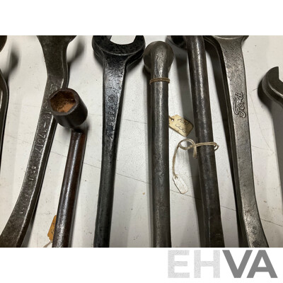 Collection of Combination and Open End Spanners Including Fordson, Ford and Herbrand