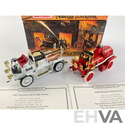 Vintage Matchbox Diecast Fire Engine Series, 1906 Waterous and 1907 Seagrave AC53