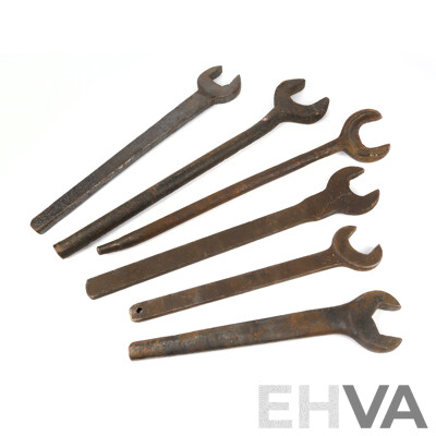 Collection of Large Vintage Forged and Plate Steel Open End Spanners - Whitworth/Imperial