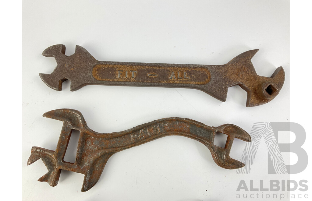 Vintage Multiple Size Spanners Including Fit-All and Standard