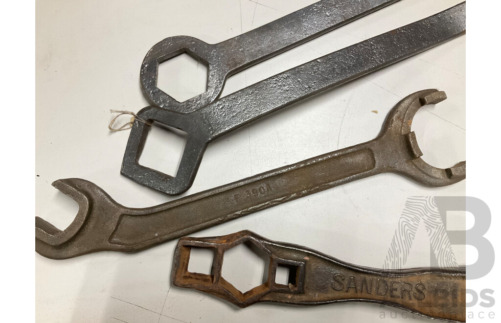 Large Vintage Industrial Spanners Including Sanders, Ring and Castellated