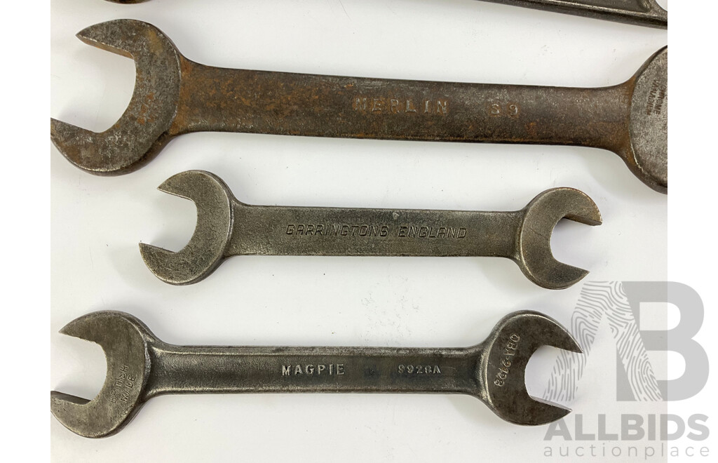 Vintage Garrington/Merlin/Magpie/Jackjaw Imperial Open End and Adjustable Spanners Made in England