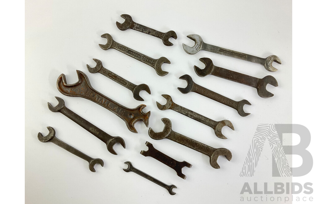 Collection of Vintage Imperial/BSF Double End Spanners Including Eagle Brand, Garrington, Dropstamco, Armstrong, Bentall, Dowidat, Utility, Govenor, Radnall's Sure Fit