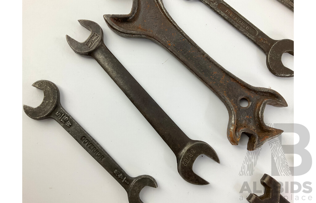 Collection of Vintage Imperial/BSF Double End Spanners Including Eagle Brand, Garrington, Dropstamco, Armstrong, Bentall, Dowidat, Utility, Govenor, Radnall's Sure Fit