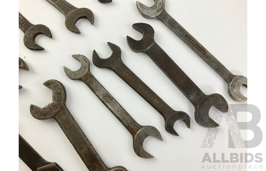 Collection of Vintage Imperial/BSF Double End Spanners Including Eagle Brand, Garrington, Dropstamco, Armstrong, Bentall, Dowidat, Utility, Govenor, Radnall's Sure Fit