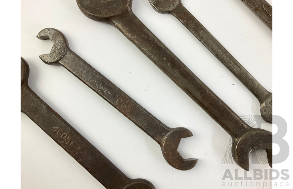 Collection of Vintage Ring, Comination and Open End Spanners Including Velox Stakka Jak, GSP, Shanks, Lightning Grader, C.Linpley & Co, Bedford - Canada, Britain and Sweden Made Examples