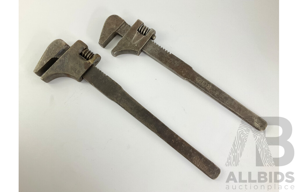 Two Large Vintage Adjustable Wrenches