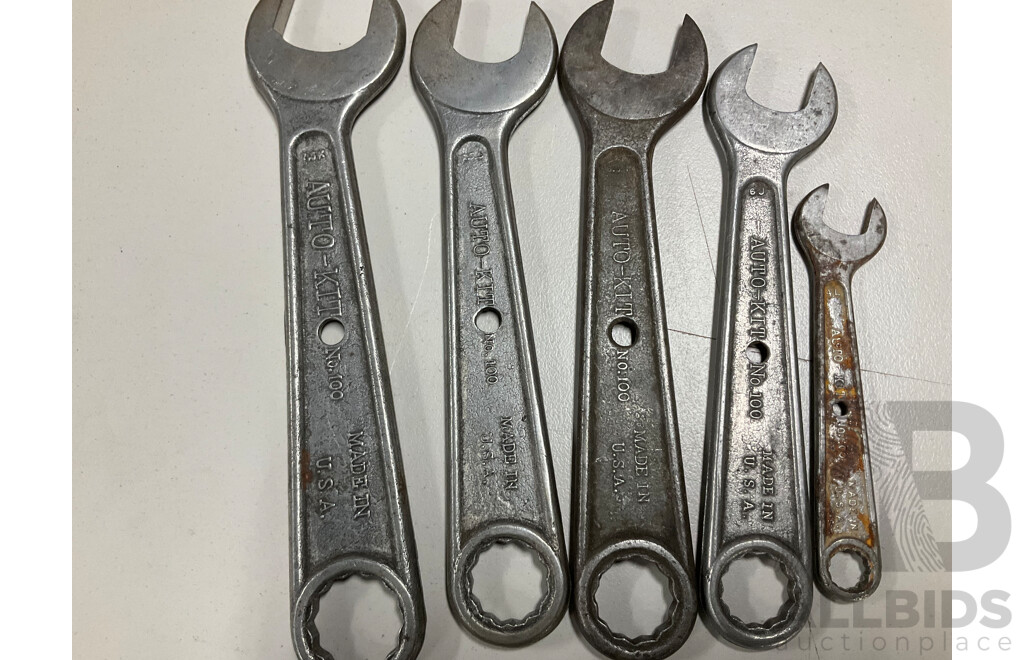 Vintage Forged Imperial Combination Spanners, Matador Made in Germany and Auto-Kit Made in USA