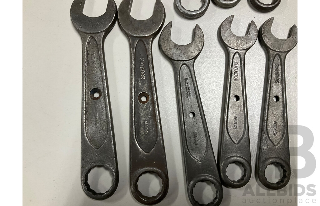 Vintage Forged Imperial Combination Spanners, Matador Made in Germany and Auto-Kit Made in USA