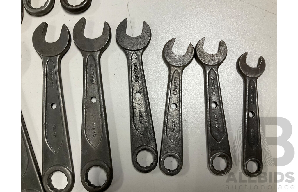 Vintage Forged Imperial Combination Spanners, Matador Made in Germany and Auto-Kit Made in USA