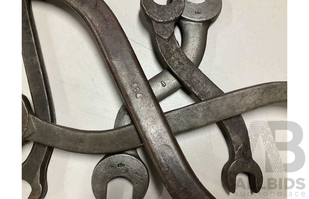 Collection of Large Double Ended Whitworth/Imperial 'S' Spanners