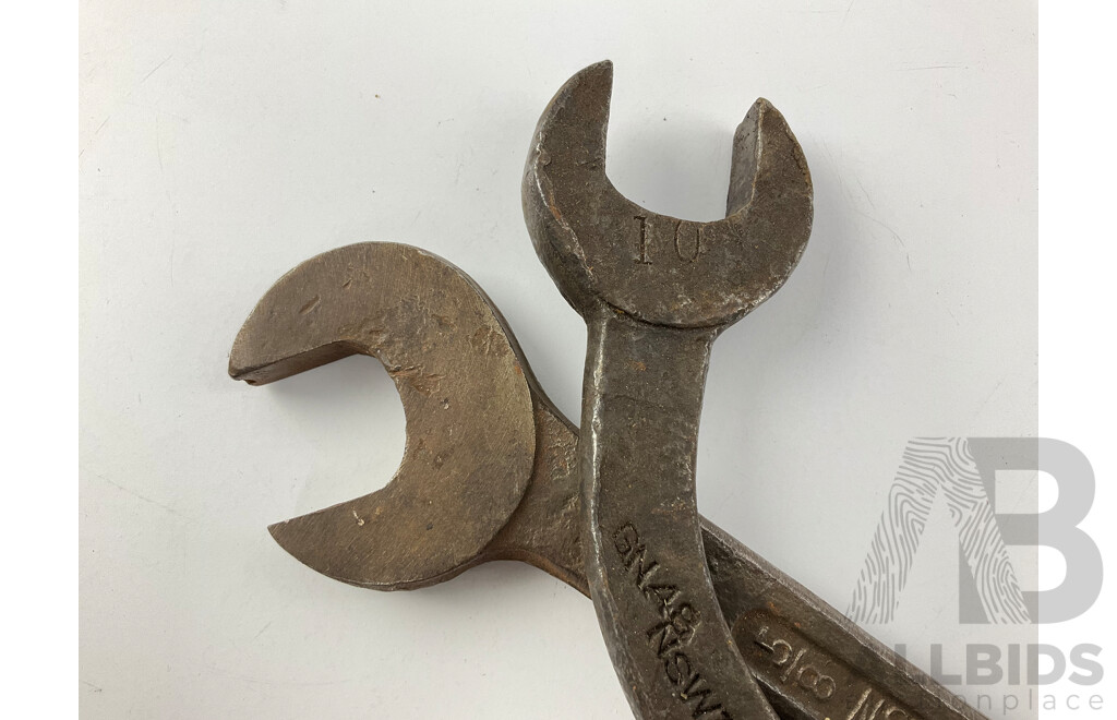 Two Vintage New South Wales Transport Department Whitworth Spanners, 'S' Bend and Double Ended