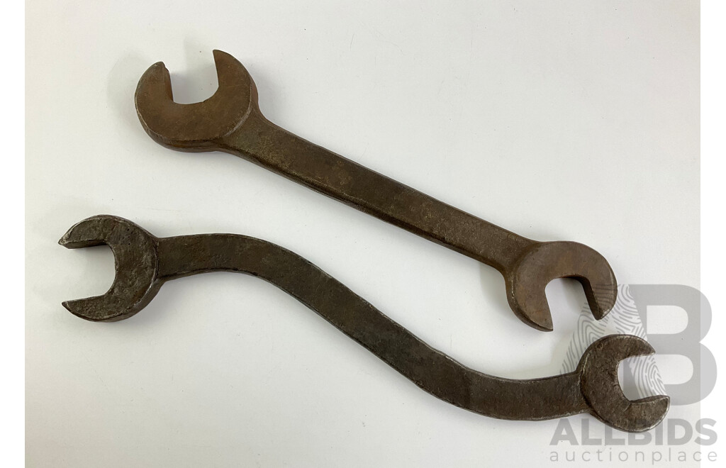 Two Vintage New South Wales Transport Department Whitworth Spanners, 'S' Bend and Double Ended