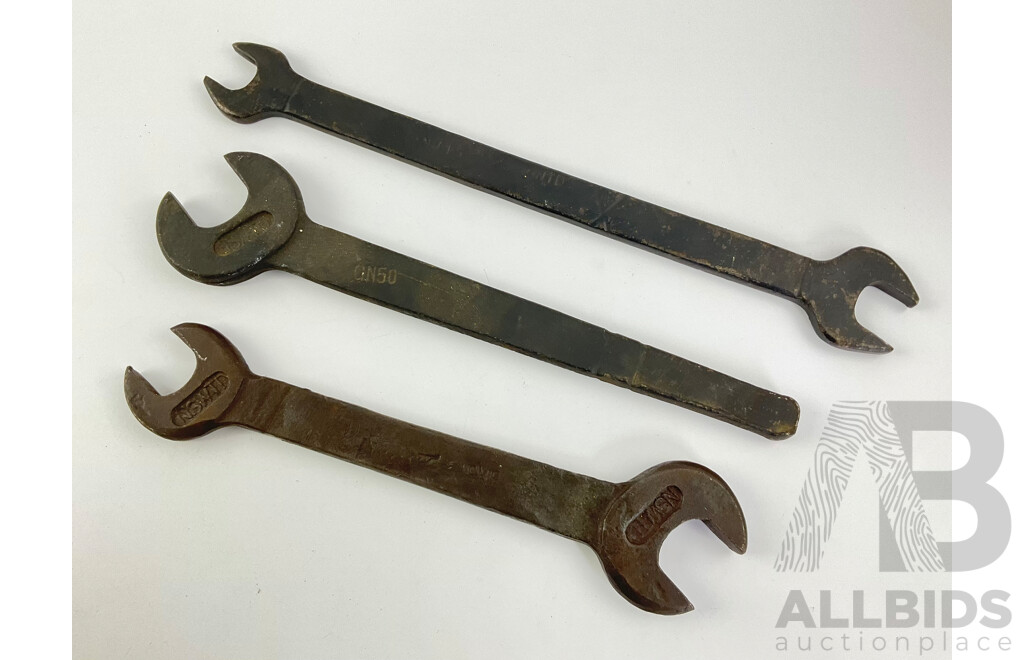 Three Vintage New South Wales Transport Department Spanners, Double Ended and Single End