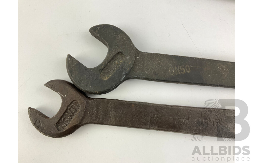 Three Vintage New South Wales Transport Department Spanners, Double Ended and Single End