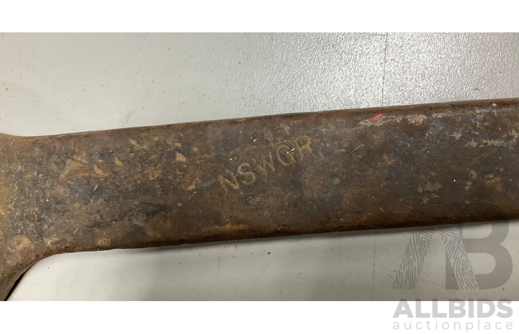 Very Large New South Wales Government Railways Angled Spanner - 76 Centimetres