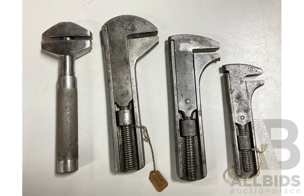 Four Vintage Quality Adjustable Wrenches Including Steinadler, Made in Germany