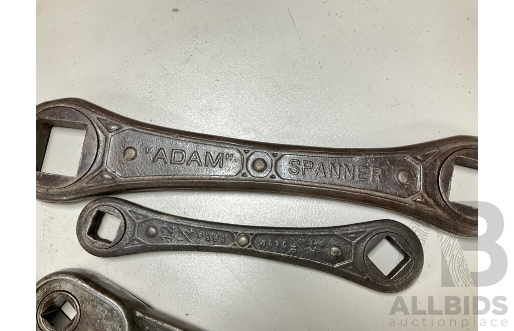 Collection of Vintage Rachet Spanners/Socket Wrenches Including ''ADAM'' Spanner, Duro-chrome, Ley Tool, Hinsodale