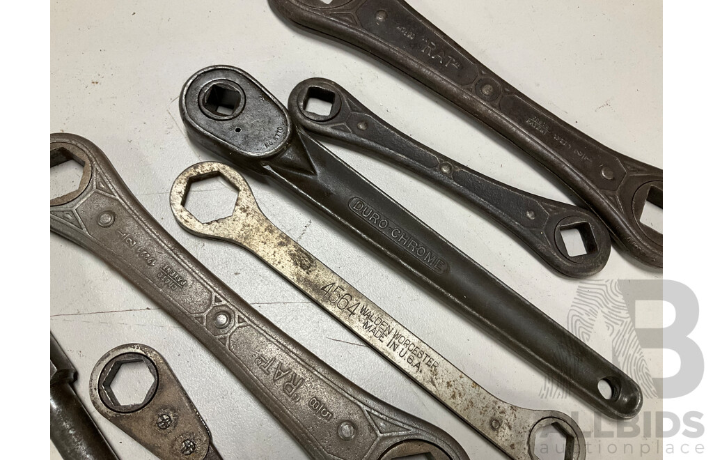 Collection of Vintage Rachet Spanners/Socket Wrenches Including ''ADAM'' Spanner, Duro-chrome, Ley Tool, Hinsodale