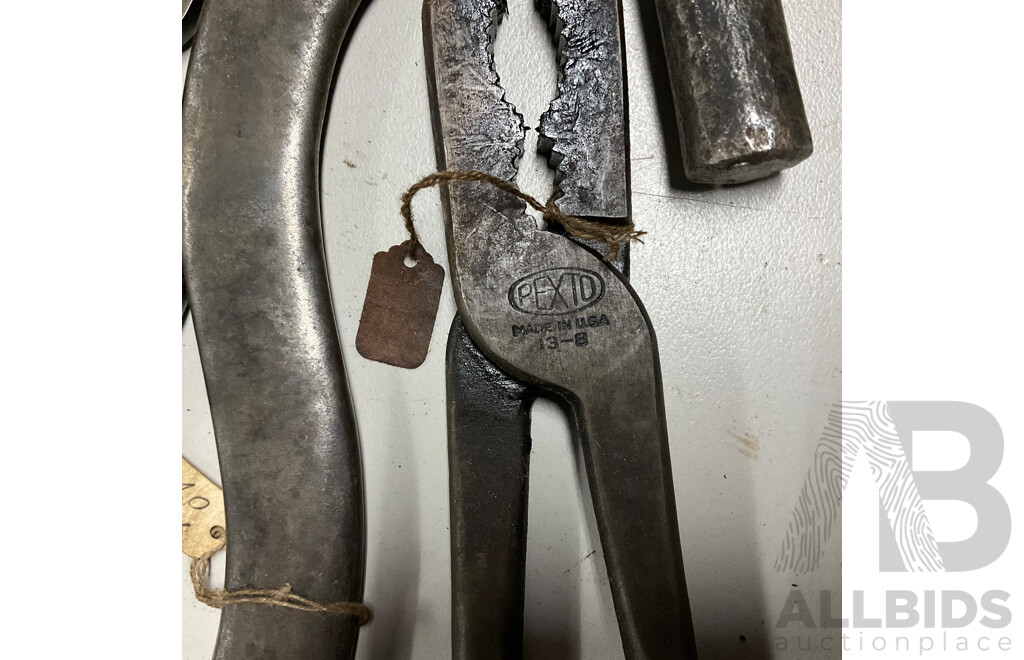 Collection of Vintage Tools Including Stillson Wrench, 'S' Spanner, Speed Handle, Pipe Jaws and More