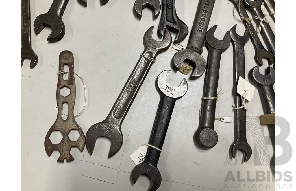 Collection of Australian Spanners Including Mintern, John Buncle & Son, Fairfax, Sidchrome and More