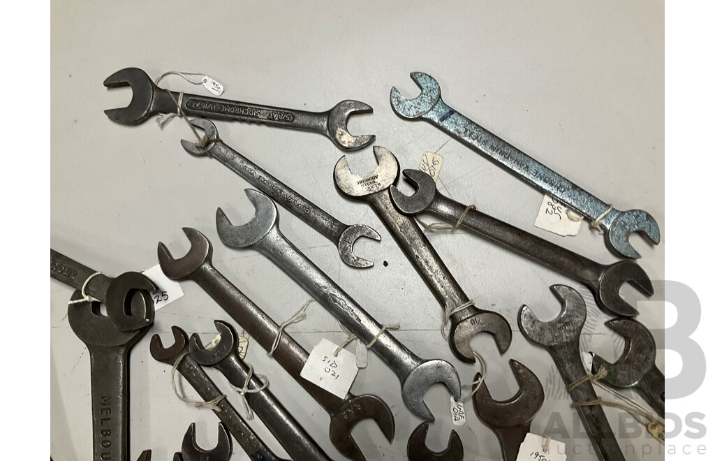Collection of Australian Spanners Including Mintern, John Buncle & Son, Fairfax, Sidchrome and More