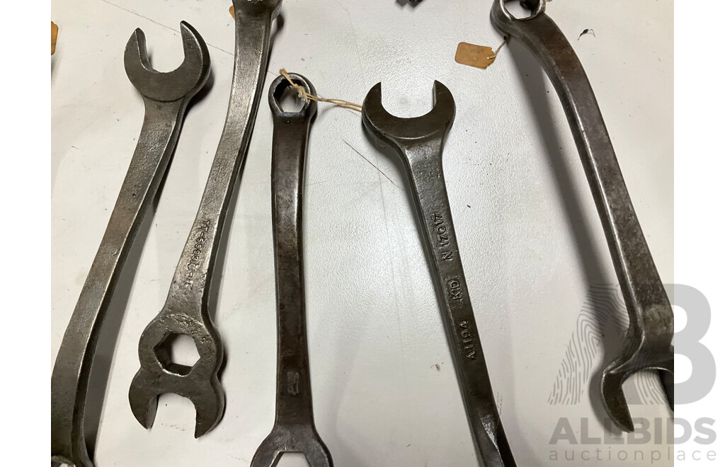 Collection of Antique and Vintage Spanners, Combination Spanner and Pliers Including Ford, King Dick and Foot Print